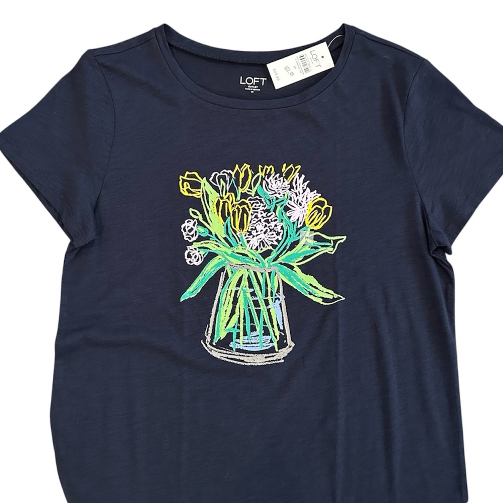 LOFT Floral Graphic Tee NWT